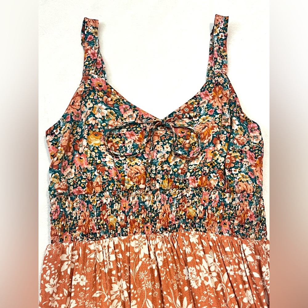 Maurices Bare Floral Patchwork Multicolor Coral Midi Dress Women’s XS - Picture 4 of 16